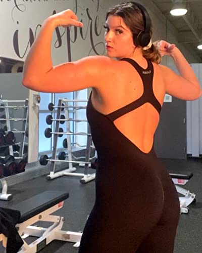 Aurola Power Workout Jumpsuit For Women Yoga Gym Seamless One Piece Racerback Tummy Control Padded Bra Jumpsuit,Black，S #TOP2