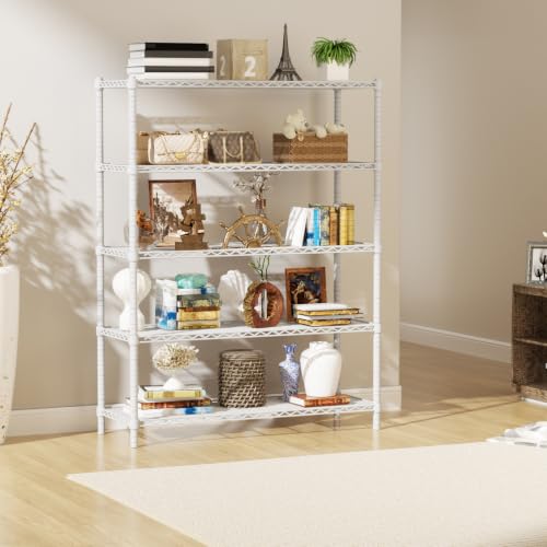 Image of Storage Shelves Heavy Duty, 45 inch W x 20 inch D x 72 inch H Garage Shelving Unit Loads 2000LBS, 5-Tier Adjustable Metal Utility Rack, Wire Shelf for Kitchen, Laundry Room, Pantry, Warehouse, Basement