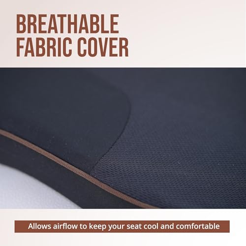 Image of Wedge Car Seat Cushion - Memory Foam Driver Seat Pad for Height & Comfort | Coccyx Cutout for Tailbone & Lower Back Pain Relief & Better Road Visibility (Black)