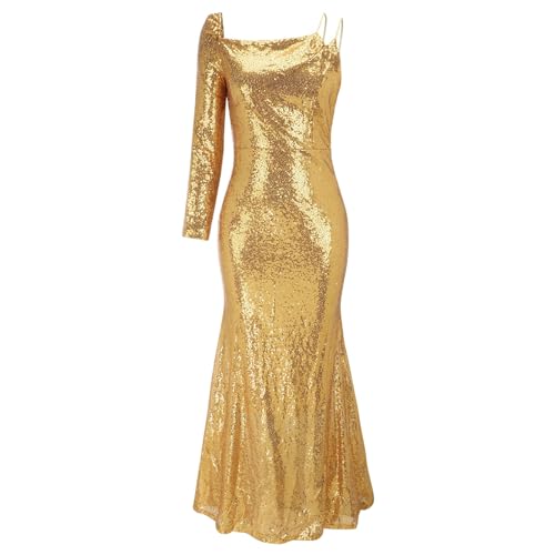 Amazon.com: Gold Dresses for Women Formal Long Sleeve Bodycon Fishtail Long Dress  Cocktail Evening Party Maxi Gala Dresses New Years Eve Ball Gowns : Clothing