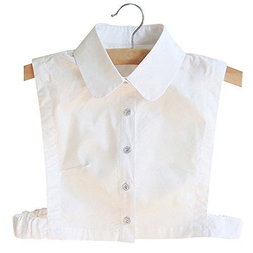 BeToper - Camiseta para mujer con cuello desmontable en algodón, color blanco