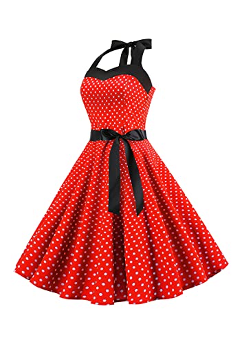 YMING Vrouwen Slim Fit Audrey Hepburn Jurk Zomer Mouwloze Jurk Festival Party Halter Hals Jurk - Image 3