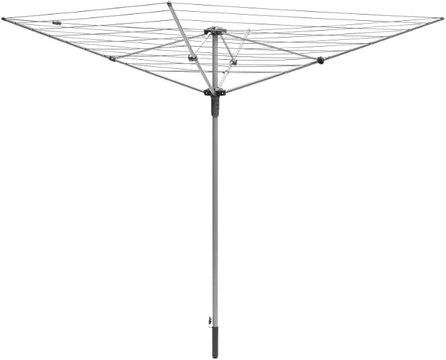 Addis 45 m 4 Arm Rotary Washing Line Multiple Tension Adjustment, Folding Outdoor Rotating Clothes Dryer & Plastic Ground Spike Mob, 518866AMP, Metallic Grey, 45 Metres