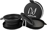 Happilax Reisenapf-Set - 2X Faltbarer Hundenapf - Futter- und Wassernapf für Hunde unterwegs (Schwarz)