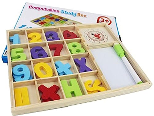 Image of PLUSPOINT Wooden Number Counting Board Learn to Calculate Number with Write N Wipe White Board Computation Study Box Educational Basic Learning Maths kit for Kids Age 3+ (Computation-C)