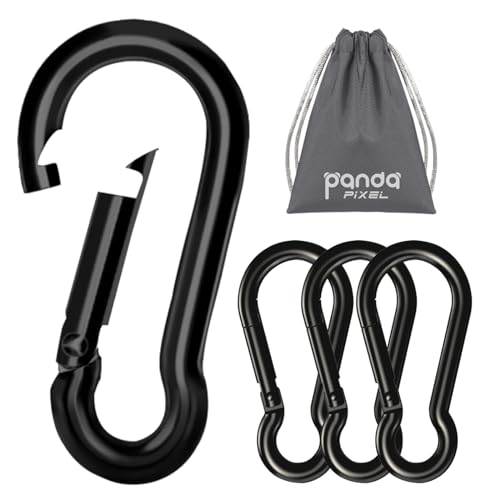 Image of Pixel Panda 3.1&4 Inch Heavy Duty Carabiner Clips Load 1000lbs, 2&4&8Pack Large Snap Hooks for Gym, Outdoor, Swing, Hammock