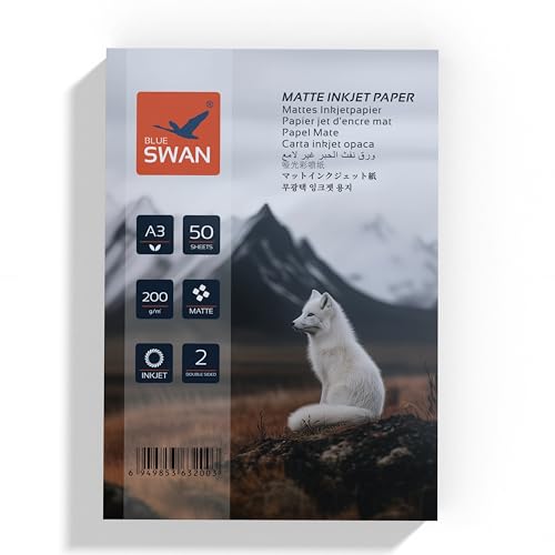 A3 Matt Fotopapier Beidseitig bedruckbar matte Beschichtung, 200g/qm, DIN A3 (297 x 420 mm),50 Blatt - Hohe Farbwiedergabe, Geringe Reflexion, Brillante Farbwiedergabe