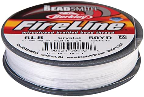 The Beadsmith Fireline by Berkley – Micro-Fused Braided Thread – 6lb. Test.006”/.15mm Diameter, 50 Yard Spool, Crystal Color – Super Strong Stringing Material for Jewelry Making and Bead Weaving