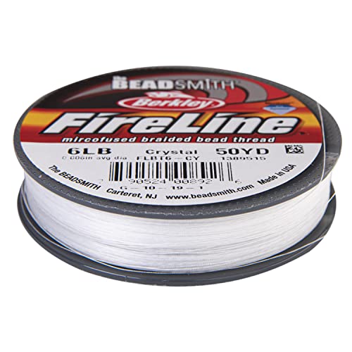 The Beadsmith Fireline By Berkley – Micro-Fused Braided Thread – 6Lb. Test.006”/.15Mm Diameter, 50 Yard Spool, Crystal Color – Super Strong Stringing Material For Jewelry Making And Bead Weaving #TOP25