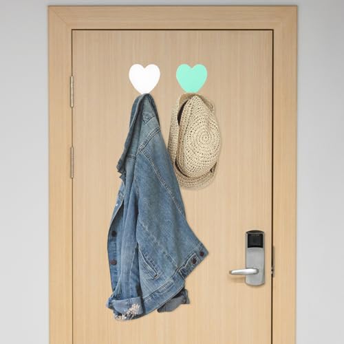 Dimeho 6 Pcs Heart Shaped Wall Hook Decorative Adhesive Hanging Hooks Stainless Steel Sticky Hangers Heavy Duty Cute Hooks for Bathroom Towel Home Keys Kitchen Office Classroom - Image 7