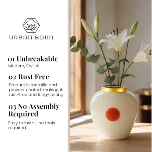 Image of Urban Born Vases For Living Room Corner |Big Vases For Elegant Home Decoration |Home Decor Flower Vase Iron |Fresh or artificial Metal Flower Vase Stand For Dining Table, Bedroom, Office, Wedding Gift