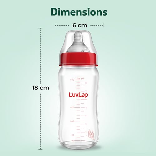 Image of LuvLap Natura Flo Wide Neck Glass Feeding Bottle, New Born /Infants /Toddler Upto 3 Years, BPA Free, Ergonomic Shape is Easy to Hold, with Anti Colic Nipple, Pack of 4, 250ml