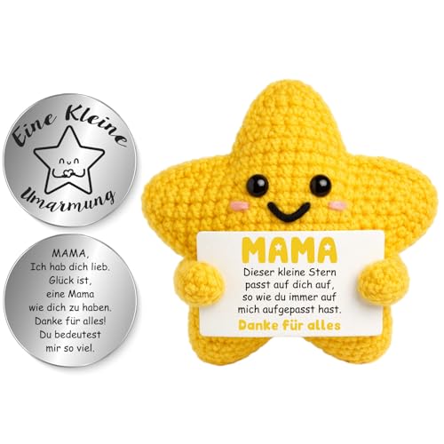 Tixlux Pocket Hug Glücksstern, Kreative Strickwolle Stern Dekofigur und Kleine Umarmung Glücksbringer
