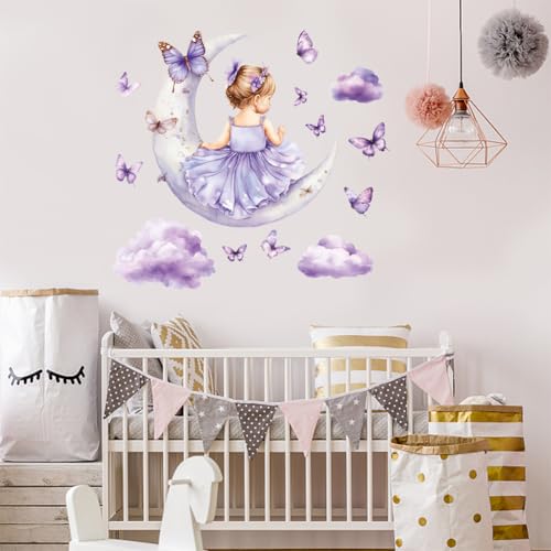 Vinilos Decorativos PLIGREAT 2 Hojas Luna Morada Mariposas miniatura 2