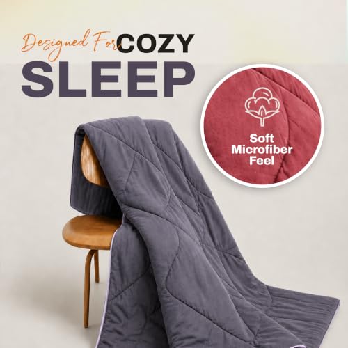 Image of DECORUM Reversible Comforter Double Bed 250 GSM | Charcoal Grey & Lilac | Ultra Soft Microfiber Quilt | All Season Lightweight Comforter | (228 X 223 CM)