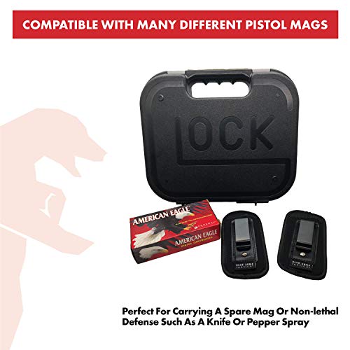 Universal IWB Magazine Holster | American Company | Mag Pouch Compatible with Glock 17 19 43 Sig P320 S&W M&P Shield | 6-21 Round Pistol Mags 9mm .40 .45 | Gun Ammunition Holsters | Handgun Ammo (1) - Thumbnail 4