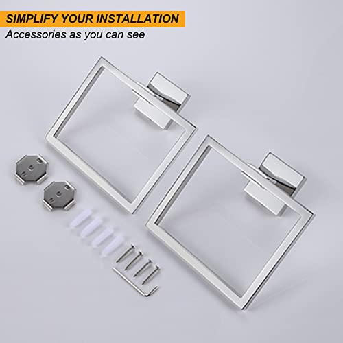 Kokosiri Bathroom Towel Holder 2Pc Bath Towel Ring Hand Towel Hanger Rack Wall Mounted Stainless Steel 2 Pack, Polished Chrome, B3004Ch-P2 #TOP5