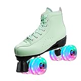 Youth Outdoor Roller Skates Indoor Speed High-top Quad Skate for Girls Women Green 4 M US Women