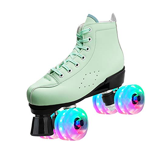 Youth Outdoor Roller Skates Indoor Speed High-Top Quad Skate For Girls Women Green 4 M Us Women #TOP15