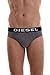 Diesel Men's 3-Pack Andre Cotton Stretch Briefs, Grey Stripe/Grey/Black, Small