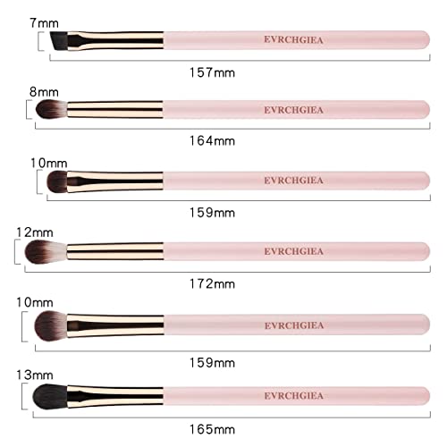 EVRCHGIEA Eye Makeup Brush Set, 6 Pcs Professional Blending Eyeshadow Makeup Brushes for Concealer Eyebrows Eyeliner, Soft Hairs & Wood Handle