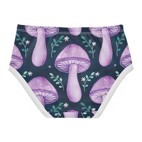 Whimsical Purple Mushrooms Dark Girl Panties Cute Toddler Underwear Floral Cotton Designer Briefs Undies Kids 2t2
