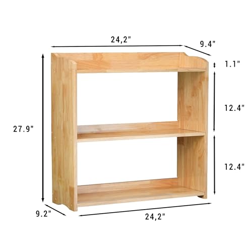 Image of Bookcase by Natural Wood, Wooden 3 Tier Bookshelf, Small Wood Bookcase Storage Shelf, Open Shelf Organizer for Bedroom, Living Room and Office.