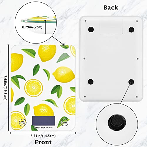 Summer Lemon Fruit Food Scale,4 Units Convertible Digital Kitchen Scale Perfect For Meal Prep,Cooking And Baking,Load Bearing 0.17Oz To 22 Lbs,Easy Clean Waterproof Tempered Glass H140263 #TOP1