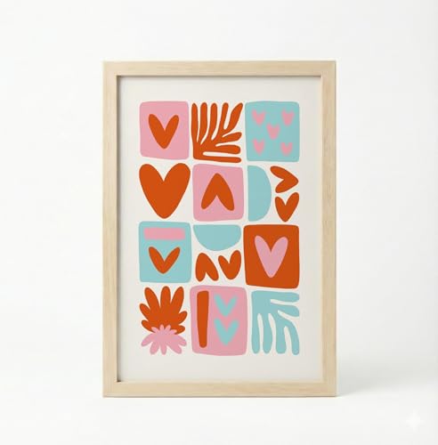Image of BLINKART Love Collage Aesthetic Modern Art Walls With Frame | Natural Wood Texture | Living Room Bedroom Office Wall Decoration | Poster Home Decor Frames Wall Bedroom | 12x8 Inches (D65)