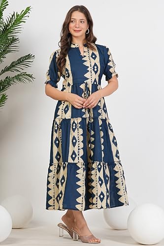 Image of Kuruti B Sheets Women's Cotton Floral Printed Regular Fit Anarkali Kurta for Women
