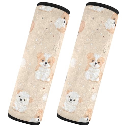 Seat Belt Covers 2 Pack Fluffy Puppies Car Seat Strap Covers Super Soft Dogs Ballons Car Seat Neck Cover for Boys Girls Adults Babies S