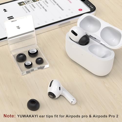 Image of 3 Pairs Replacement Ear Tips for AirPods Pro and 2nd Generation with Noise Reduction Hole, Silicone Ear Tips for AirPods Pro with Portable Storage Box and Fits in Charging Case (S /M /L, Black)