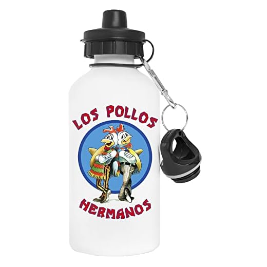 Breaking Bad Los Pollos Hermanos Botella de Agua Blanco Aluminio Reutilizable Water Bottle White Aluminium Reusable