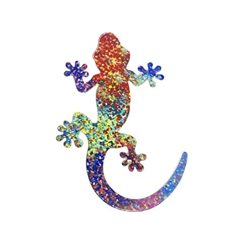 Sonoran Souvenirs Rainbow Gecko Screen Door Magnet - Heavy Duty, Gloss Finish, 4"H x 2.75"W, Die-Cut Design, Magnetic Screen Door Decor, Set of 2, Visual Indicator for Screen Door Mesh, Indoor/Outdoor Cover