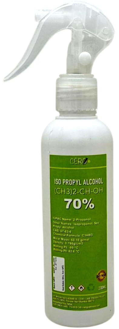CERO ® IPA Isopropyl Alcohol for Cleaning | All Electronics | Clean Your Makeup Tools | Clean CPU, GPU and Screen | Repair Cosmetics 70% Pure [(CH3)2-CH-OH] CAS: 67-63-0 (250ml)-image-43
