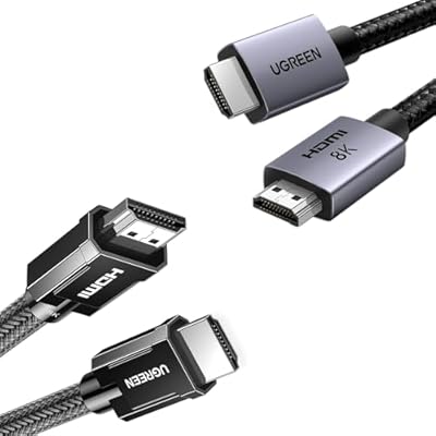 UGREEN 8K HDMI 2.1 Cable Certified 6.6FT Ultra High Speed Cord 4K 240Hz 48Gbps Bundle with 8K HDMI 2.1 Cable 48Gbps 6.6FT