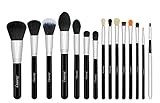 Set da 15 pennelli professionali per make-up, tra cui pennello per ombretto, pennello per fard, pennello per correttore, pennello per labbra, pennello per sopracciglia (Nero)