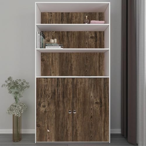 Image of WISDOM Thick Rustic Wood Wallpaper Peel and Stick Brown Wood Contact Paper Waterproof Self Adhesive Contact Paper for Kitchen Cabinets Countertops Drawer 12x60 Inch, Rustic Wood