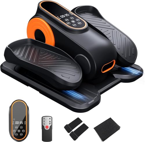 Morelax Under Desk Elliptical Machine for Home Electric Elliptical Machine for Seniors with 12 Adjustable Speed Seated Pedal Exerciser with Remote Control & Non-Slip Pad Quiet&Portable Leg Exerciser