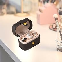 Mini Ring Storage Box Organizer Travel Jewelry Box, Small Portable Jewelry Case, Practical Travel Gift for Women, Black