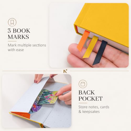 Image of NEORAH -A5 DOTTED | 368 Pages - 110 Gsm |PAGE A DAY JOURNAL (21x14.8 cm)-Hardcover Dot Grid Notebook |Back Pocket |3 Silk Book Mark - Completely HANDMADE for Journaling,writing- YELLOW