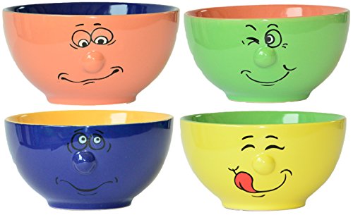 Ingbertson 4 Stück Müslischalen Zwinkerli, B-Ware, bunt, Porzellanschüssel, 14 x 7,5 cm, ca. 600 ml Fassungsvermögen (4, Zwinkerli)