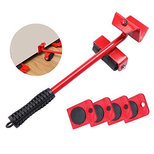 S Cart Furniture Lifter Mover Tool Set Heavy Duty Furniture Shifting Lifting Moving Tool with Wheels Pads for Easy and Safe Red Color