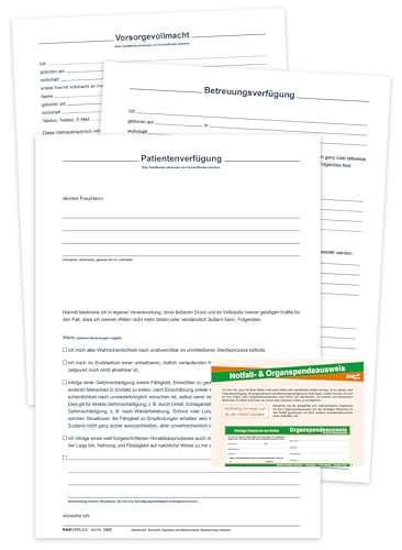 RNKVERLAG Patientenverfügung im DIN A4 Folienbeutel für 1 Person, mit Vorsorgevollmacht, Betreuungsverfügung, und inkl. Meldesatz für das Vorsorgeregister, 1 Stück