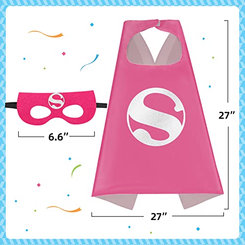Mizzuco Superhero Capes For Kids Superhero Cloak With Mask And Waistband Halloween Costumes And Party Dress Up Gift For Boys And Girls (Pink) #TOP1