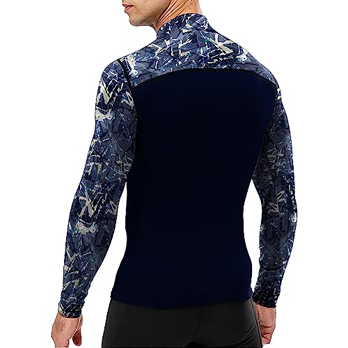 Men's Long Sleeve UPF 50+ Sun Protection Skins Performance Fit Compression Rash Guard 1/4 Zip Pullover Fishing Workout Shirts2