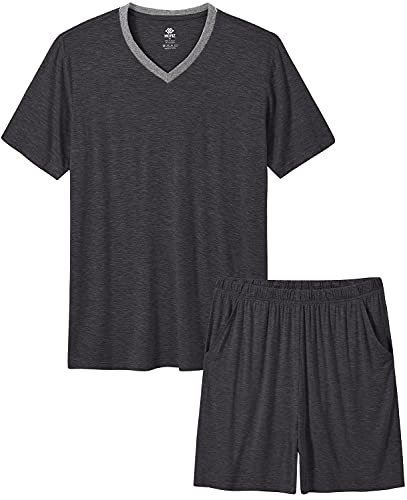 MoFiz Mens Pajamas Set Short Sleeve PJ's Sleep Lounge Sleepwear Cool Pyjama Summer Sets Comfortable Lightweight