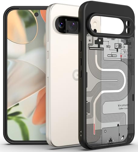 Image of KAPAVER Hybrid Shock Proof Series Back Cover Case Compatible with Google Pixel 9 Pro (PC+TPU) (Cyber-i-Black)