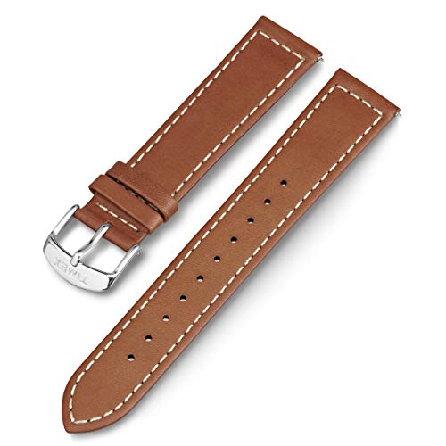Timex 20mm Genuine Leather Strap – Tan with Silver-Tone Buckle