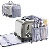 BAGSPRITE Toaster Cover for 2 Slice Wide Slot, Full Open Dust Covers for Kitchen Appliances Compatible with Cuisinart, BELLA, Black and Decker 2 Slices, Toaster Bags with Zipper Closure (Cover Only)